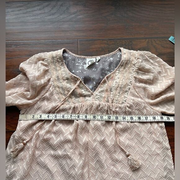Anthropologie Lace Mini Dress Dusty pink Sequins - Picture 9 of 12